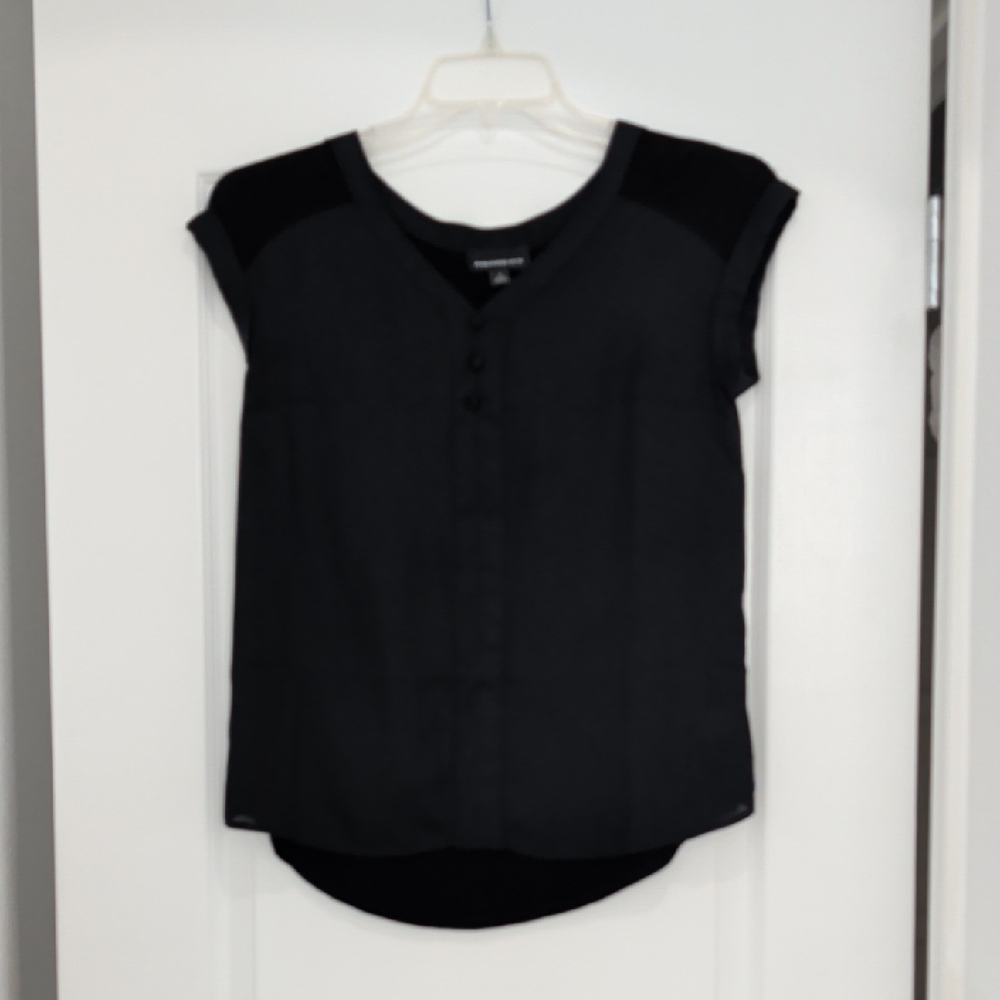 New Fortune & Ivy Black Short Cap Sleeve Loose Fit Blouse Top S Closet Staple